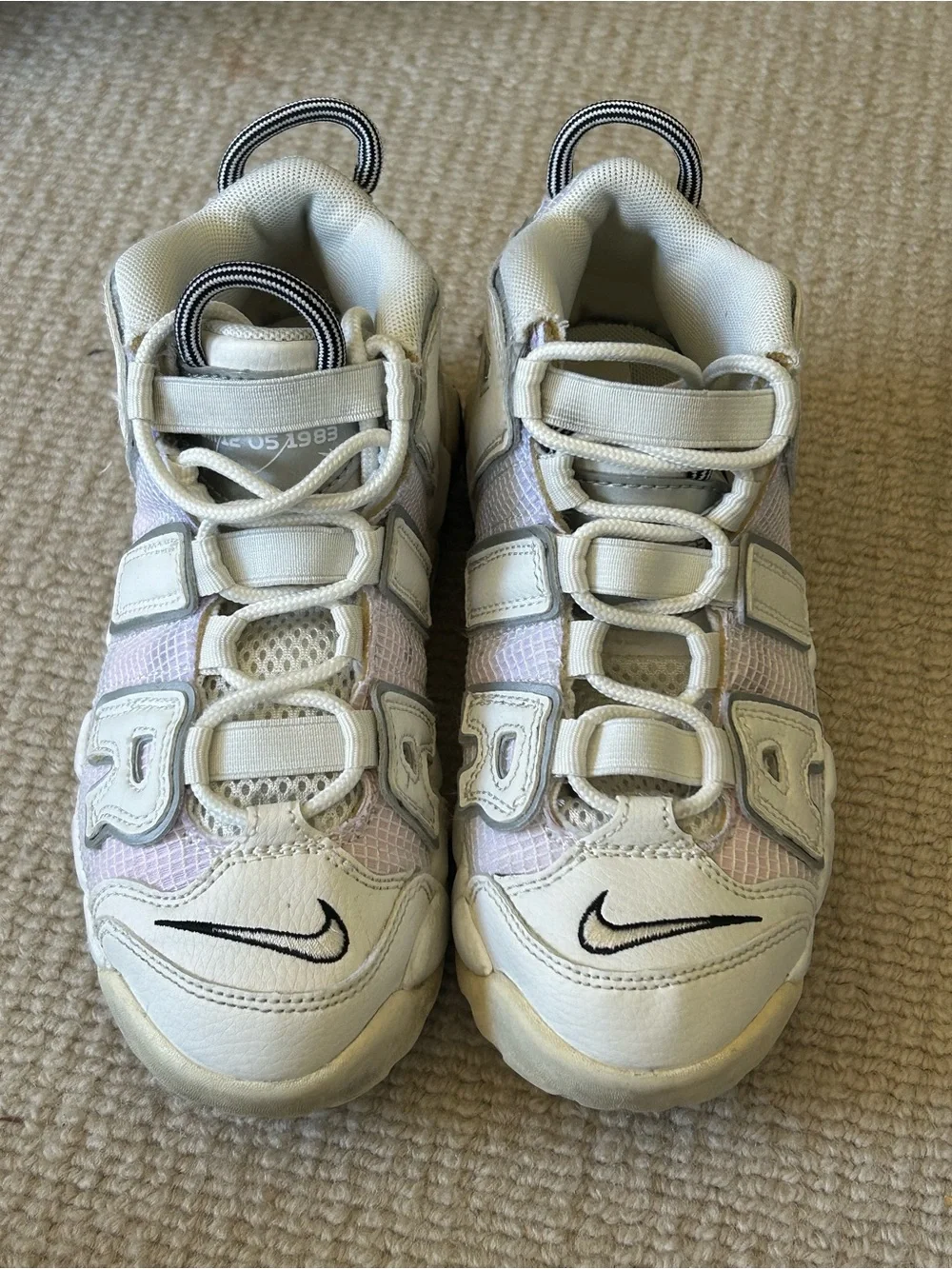 Nike Kids Cream and Pale Pink Strap Sneakers